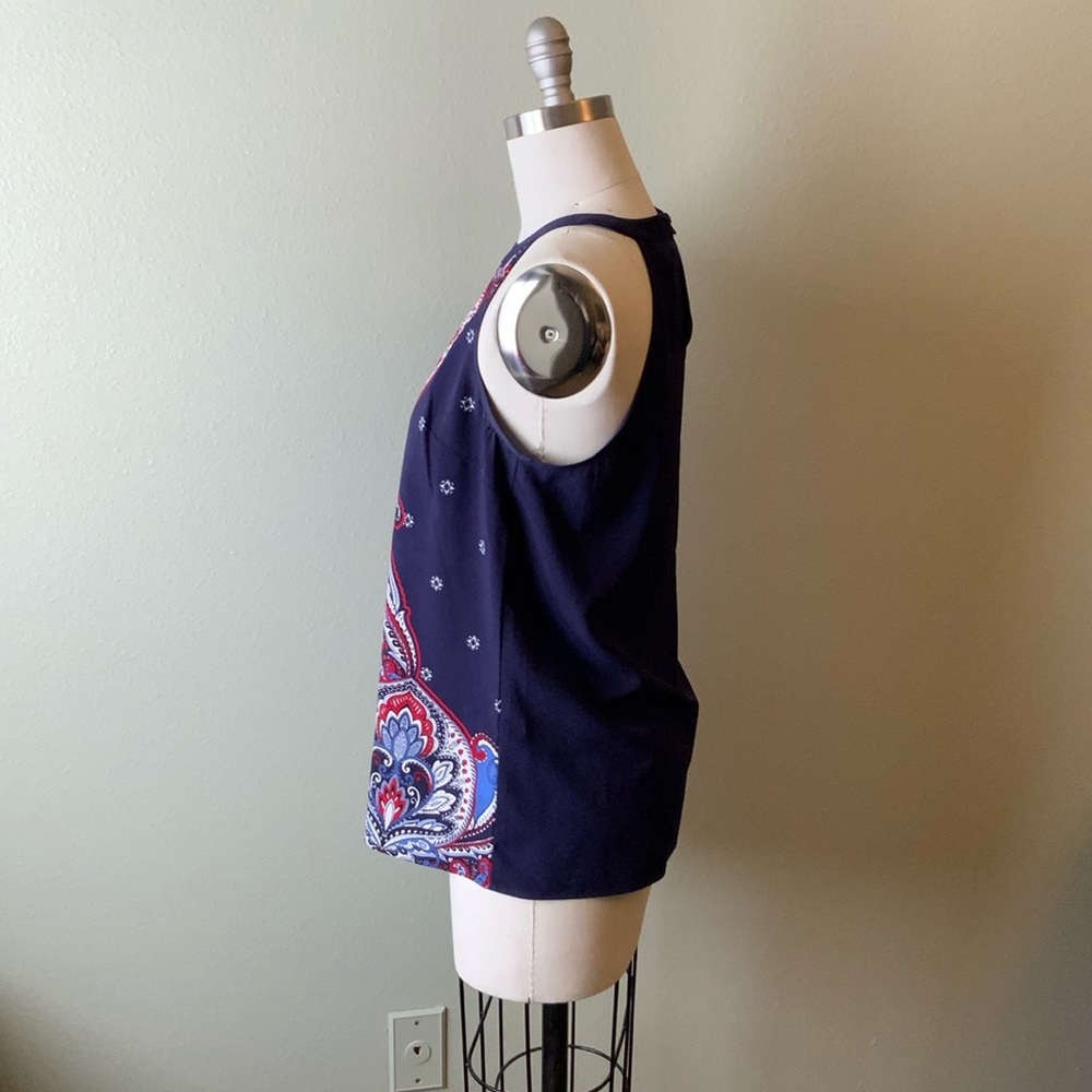 Sleeveless/halter top, Banana Republic, sz M, w/paisley design on front.